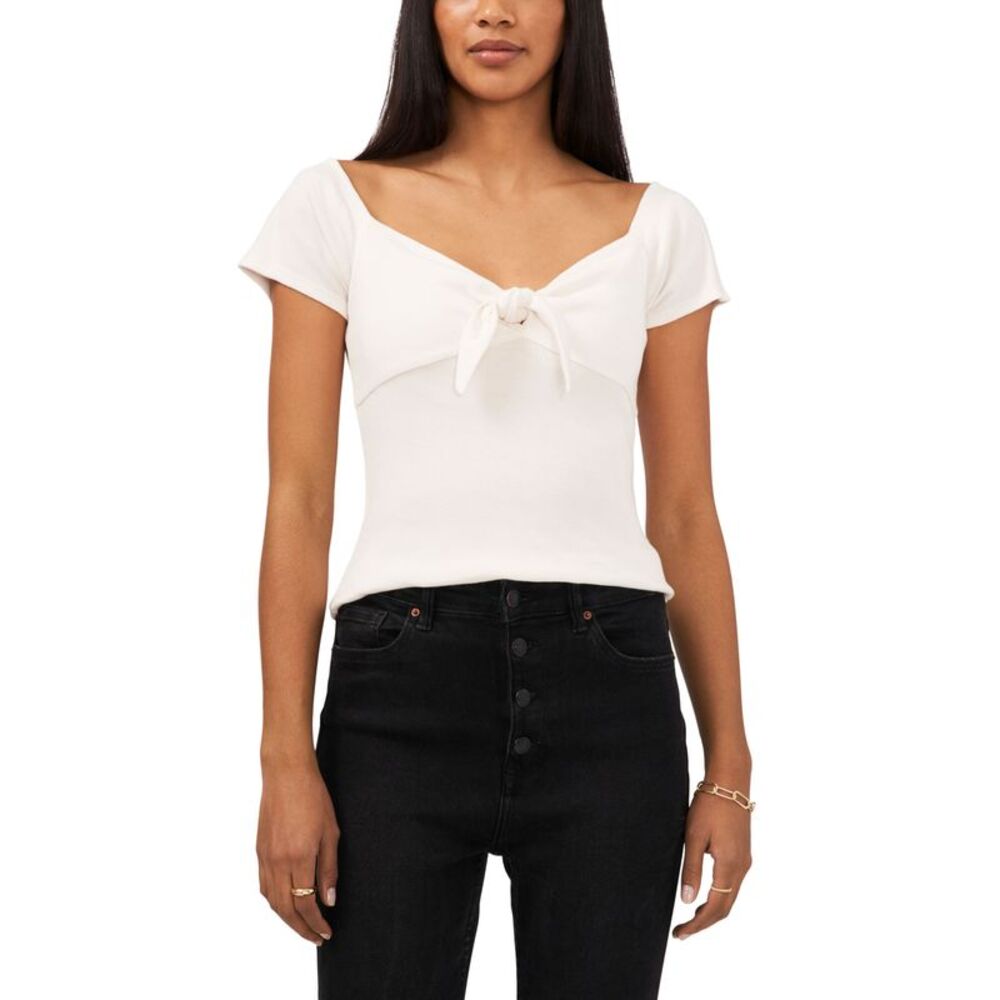 1.State Womens Cap Sleeve Knot Front Top